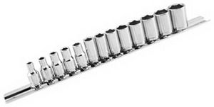 SOCKET SET 1/4D W/RAIL 13PC BM