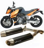 Cat. Eliminator Slip-On Stainless Steel w/Carbon Fiber Silencers  KTM Super Duke 2005-08