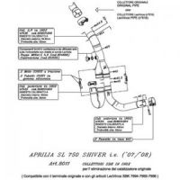 LeoVince SBK Part LINK PIPE (ELIMINATES THE KAT): 2008-2009 APRILIA SMV 750 DORSODURO